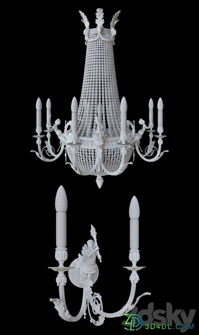 Chandelier Arizzi 152 8 4 SILV Sconce Arizzi 152 2 AP Pendant light 3D Models