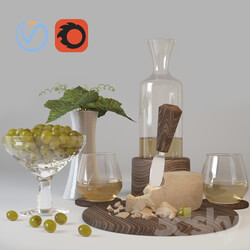 Decorative set of wine cheese and grapes 