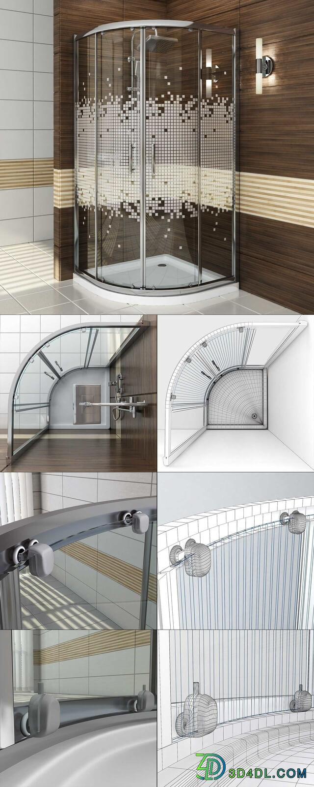 Semicircular Shower enclosure Invena 90х90 