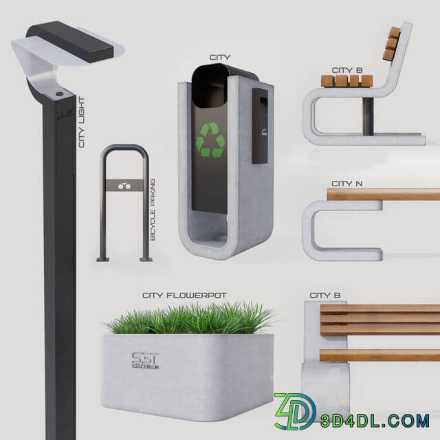 Outdoor equipment S3T. Collection City 3D Models