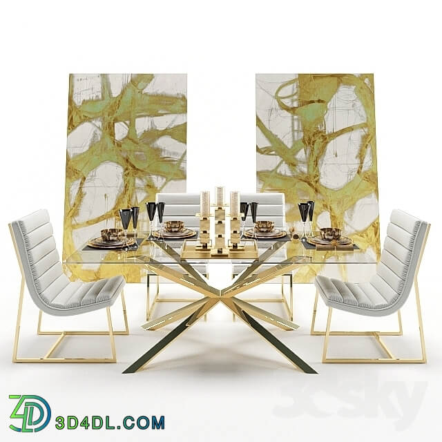Table Chair Dining table glass with armchairs and decor