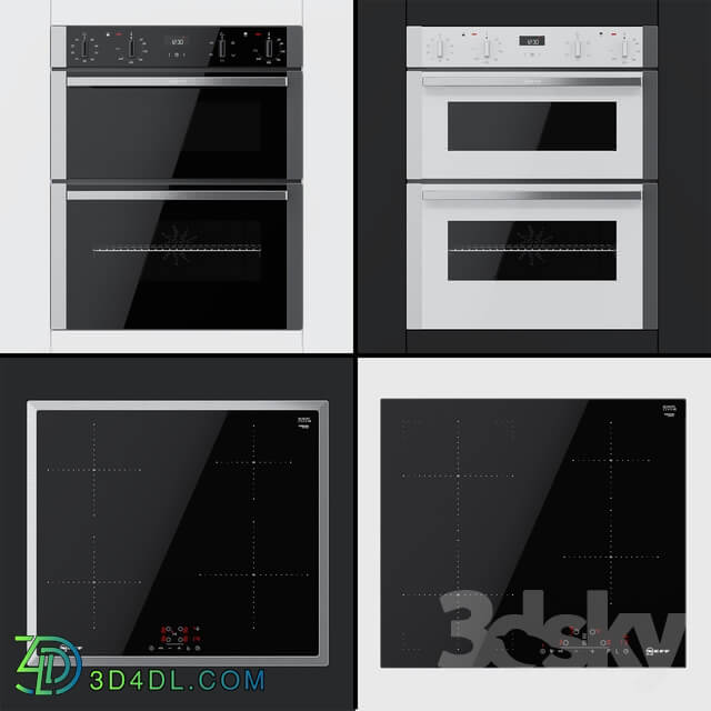 Neff dual ovens J1ACE2HN0B J1ACE2HW0B and cooking surfaces T36BB40N0 T46FD53X0