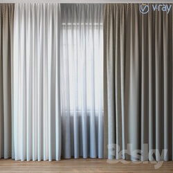 Curtains with tulle V ray set 03 