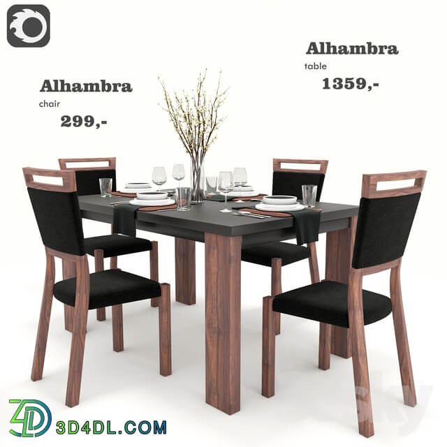 Table Chair Alhambra Dining Set BRW 