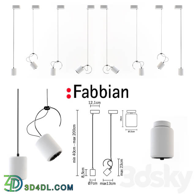 Fabbian Tube D84 Pendant light 3D Models