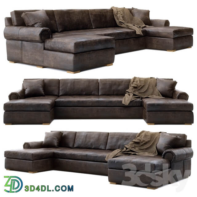 RH Lancaster leather u chaise sectional