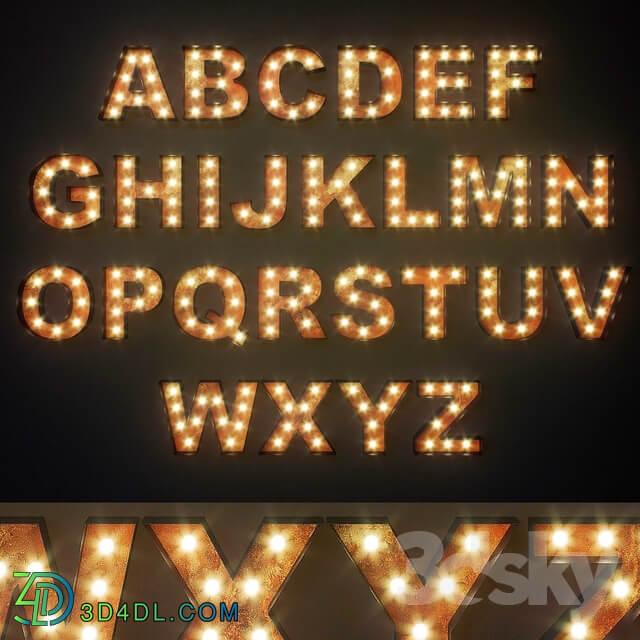 Other decorative objects Lighted Metal sign. Set 12. Alphabet