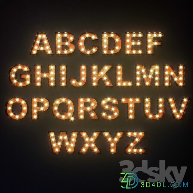 Other decorative objects Lighted Metal sign. Set 12. Alphabet
