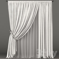 White curtains with rope grip and white tulle. 