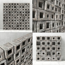 Other decorative objects Panel stone cube hole Panel of stone cubes with a hole 