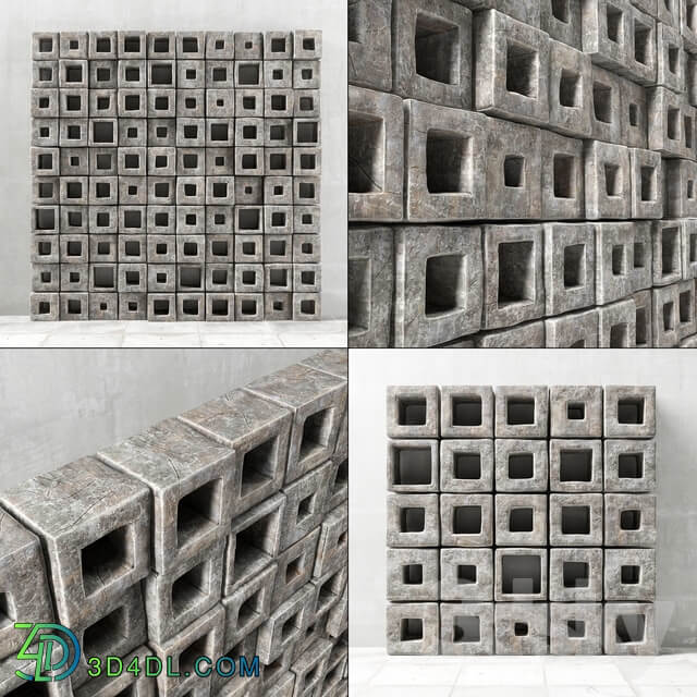 Other decorative objects Panel stone cube hole Panel of stone cubes with a hole