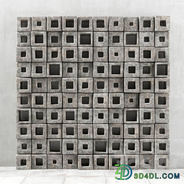 Other decorative objects Panel stone cube hole Panel of stone cubes with a hole