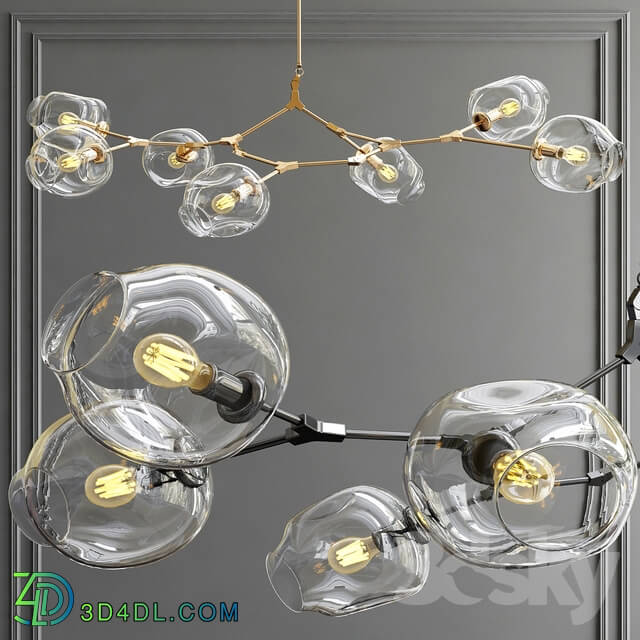 Branching Bubble 7 lamps Gold and Black