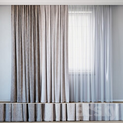Curtains with tulle set 10 Mineral and Hubertus by Backhausen 