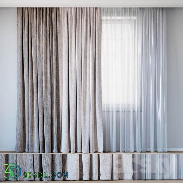 Curtains with tulle set 10 Mineral and Hubertus by Backhausen