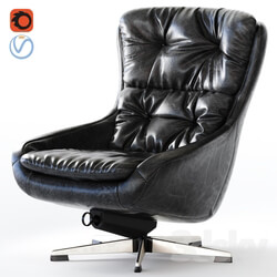 PEEM Finland Black Leather Swivel Chair 