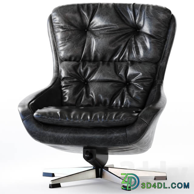 PEEM Finland Black Leather Swivel Chair