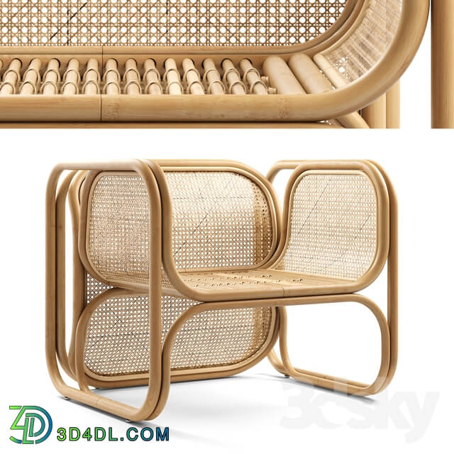 Cane Lounger Armchair