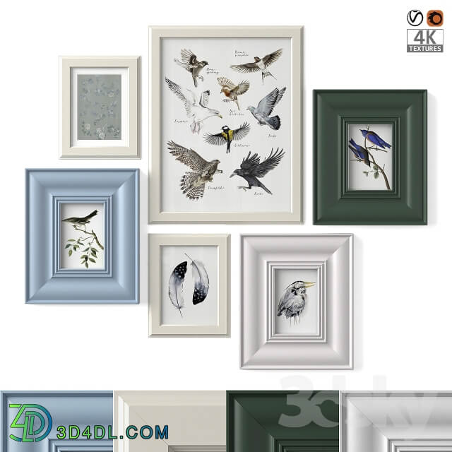 Paintings with birds 3D Models