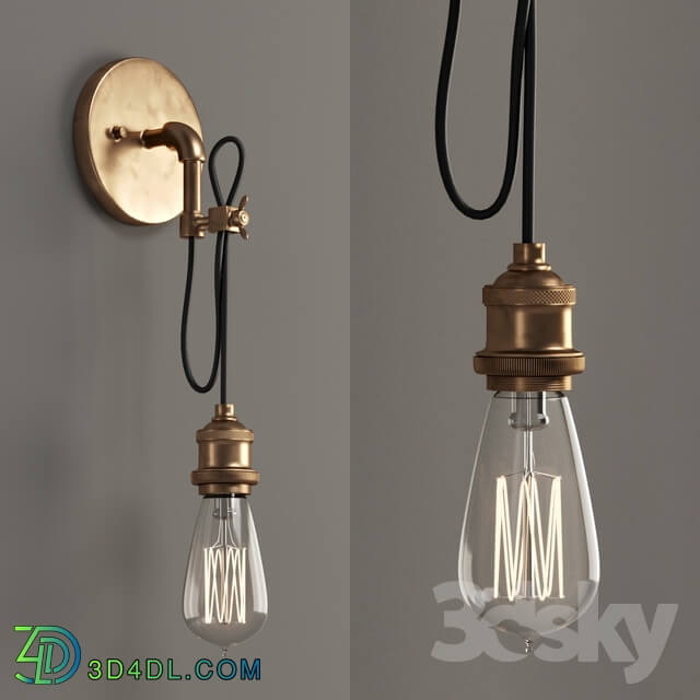 Wired Industrial Convertible Wall Sconce and Pendant