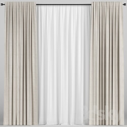 Beige curtains with tulle. 