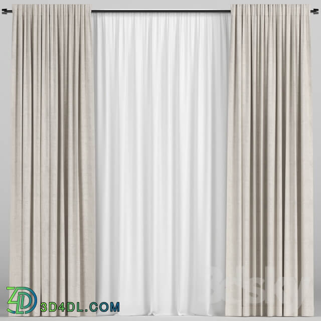 Beige curtains with tulle.