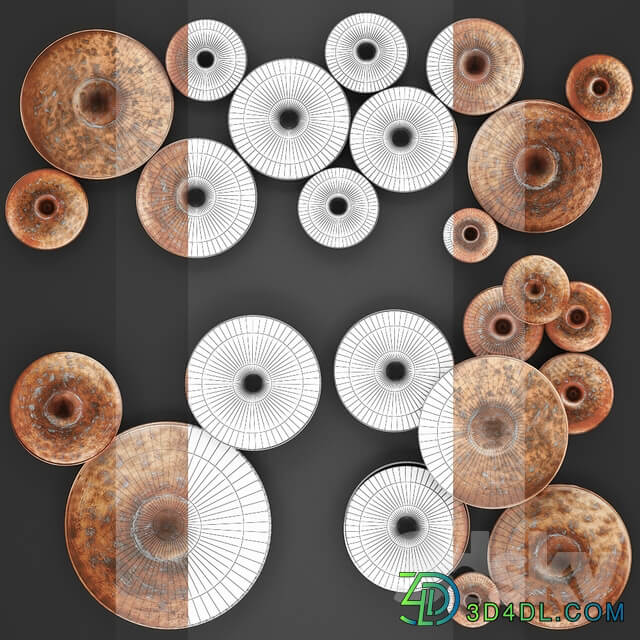 ART. Disc Wall Decor by World Menagerie Wall decor copper disks panels painting panel metal industrial style Other decorative objects 3D Models