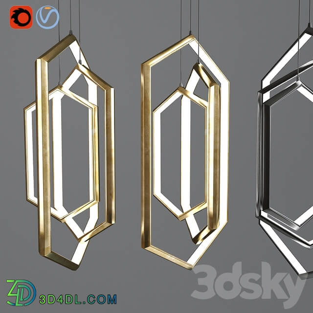 Hexagon Geometric Modern Chandelier LED Light Fixture Pendant light 3D Models