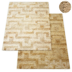 Wabi Sabi Hand Knotted Geo Jute Rug RH Collection 