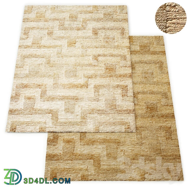 Wabi Sabi Hand Knotted Geo Jute Rug RH Collection