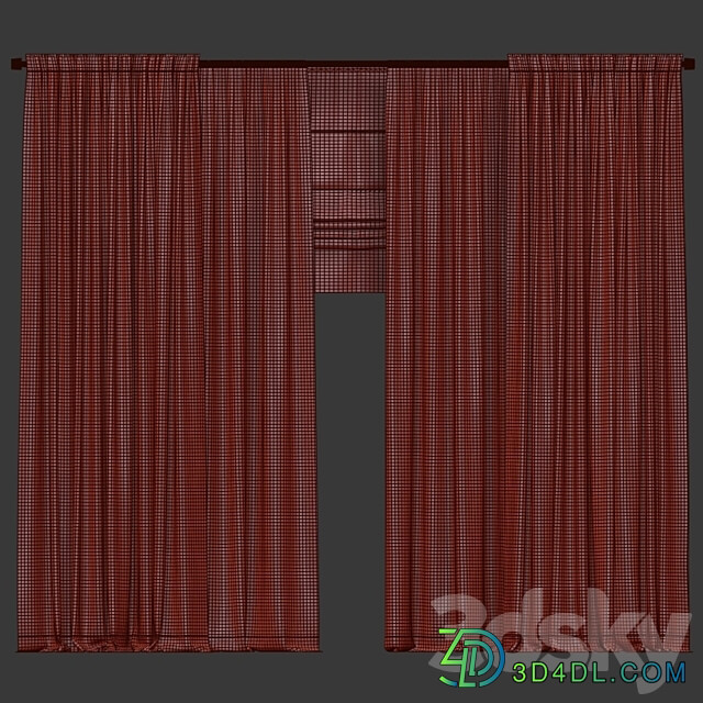 Brown curtains with tulle and roman.