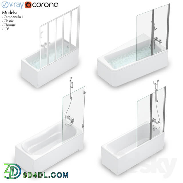 RAVAK set 54 bathtub set 10 Classic Chrome Campanula II 