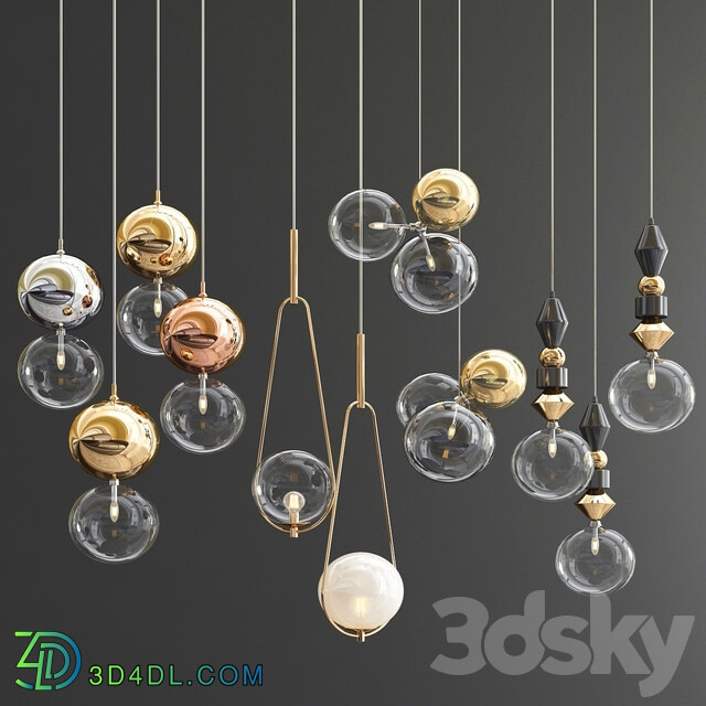 Four Hanging Lights 41 Exclusive Glass Ball Pendant light 3D Models