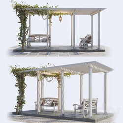 Painted Wooden Pergola Other 3D Models 