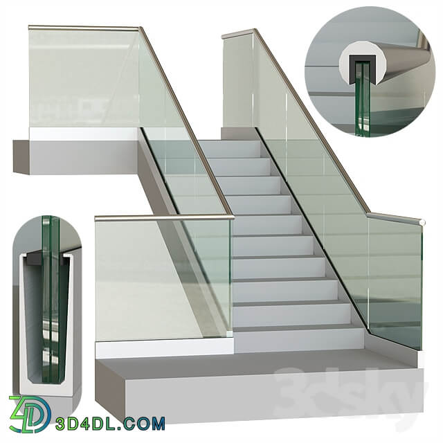 Glass railing on profile 6