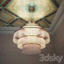 Soviet chandelier with a fragment of the Soviet ceiling and walls Pendant light 3D Models 