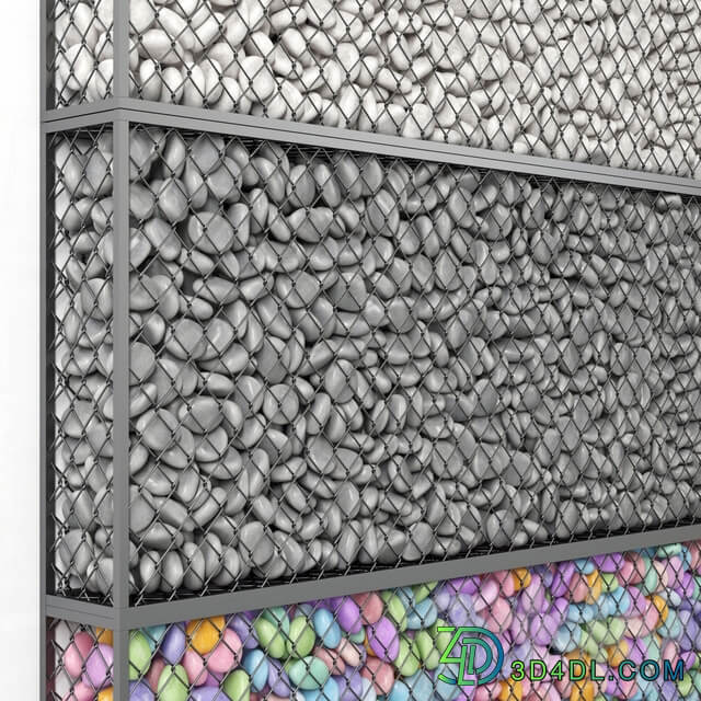 Gabion medium pebble Gabion medium pebble Fence 3D Models