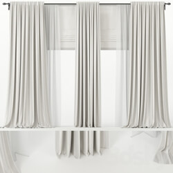 Wide curtains with Roman and tulle. 