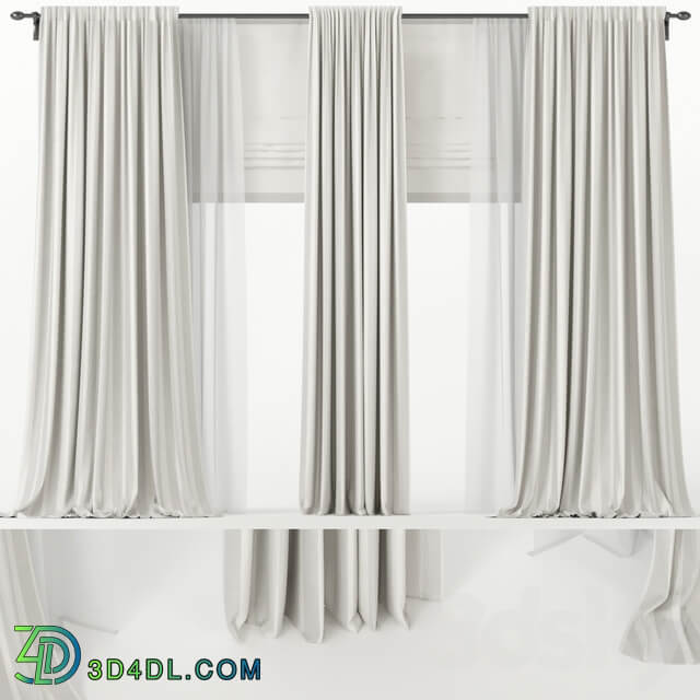 Wide curtains with Roman and tulle.