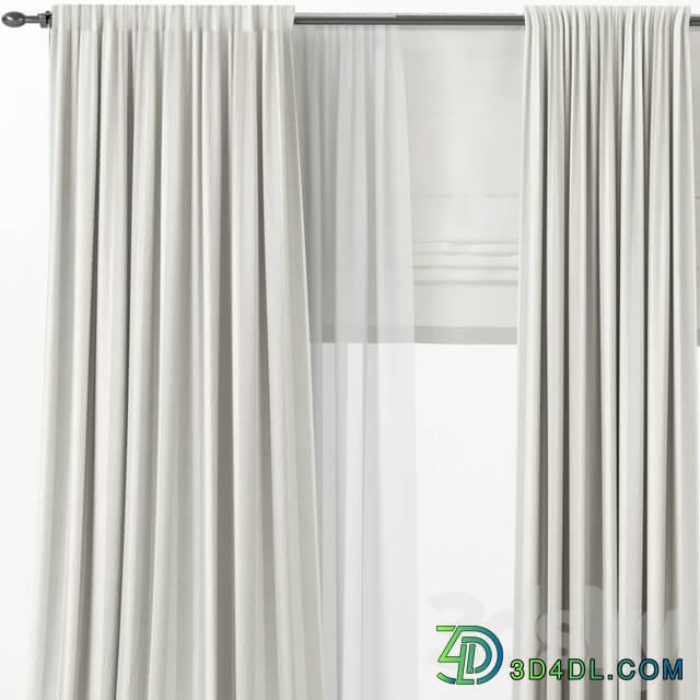 Wide curtains with Roman and tulle.