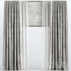 Brown velvet curtains with Roman and tulle 