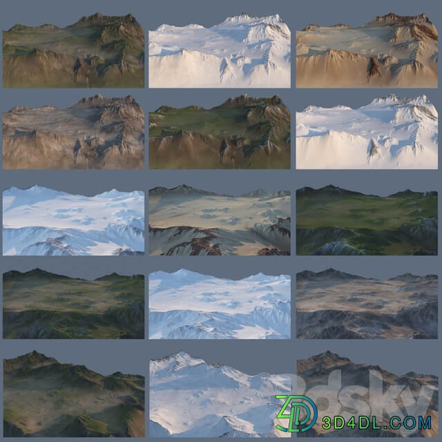 Valley and mountains 3D Models