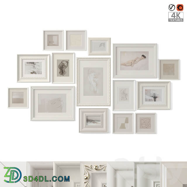 Paintings in classical frames 3D Models