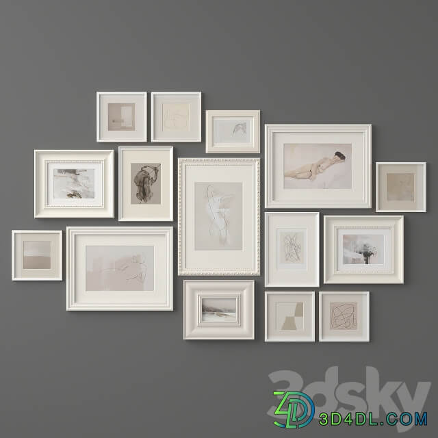 Paintings in classical frames 3D Models