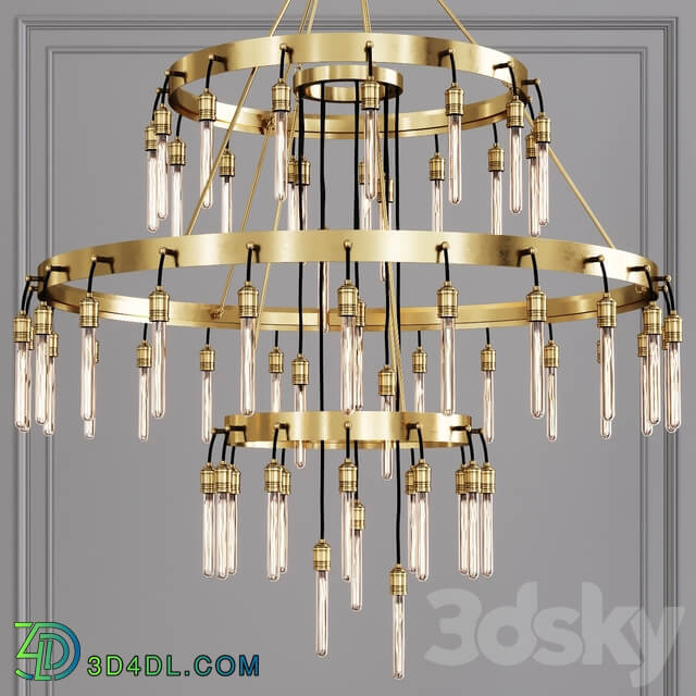 Restoration Hardware AXIS 3 TIER CHANDELIER 60 Brass Pendant light 3D Models