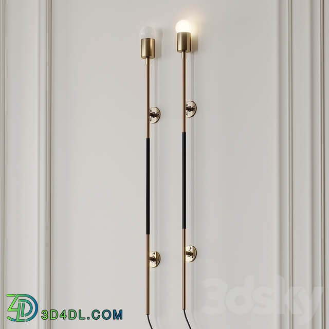 Leather Wrapped Linear Wall Sconce by Katy Skelton 3D Models