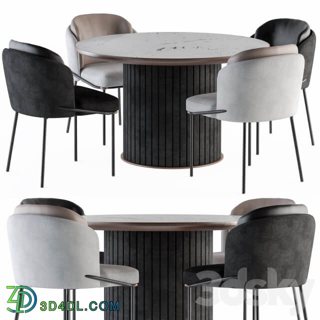 Table Chair Minotti Dinning Round Table and Chair