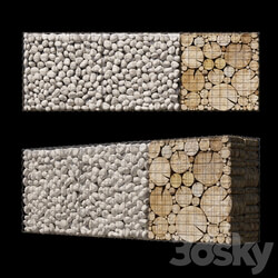 Wooden gabion 5 Fence 3D Models 