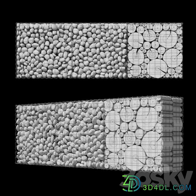 Wooden gabion 5 Fence 3D Models