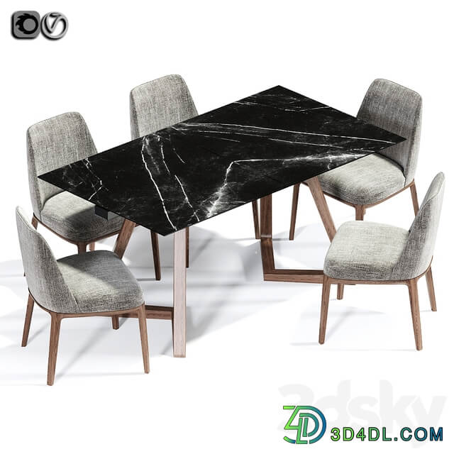Table Chair Poliform Sophie Dining Chair Set 02